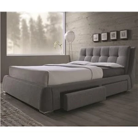 Queen Upholstered Bed with Storage Drawers